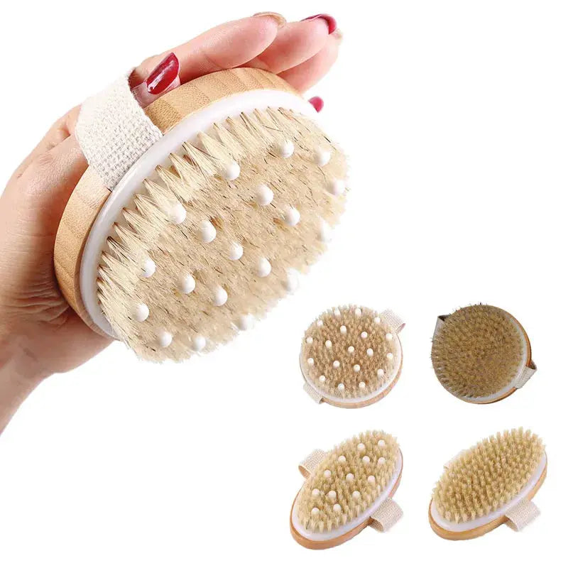 Luxury Wooden Body Massage Brush | Natural Bristles | Cellulite Remover & Exfoliator