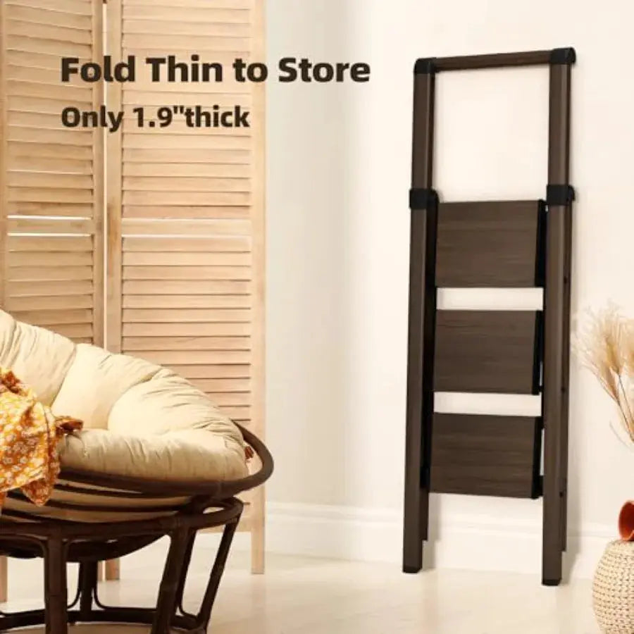 3 Step Foldable Aluminum Step Ladder with Handgrip Anti-Slip Pedal 330lbs Capacity Lightweight and Portable for Home Kitchen Of from PriceLows™