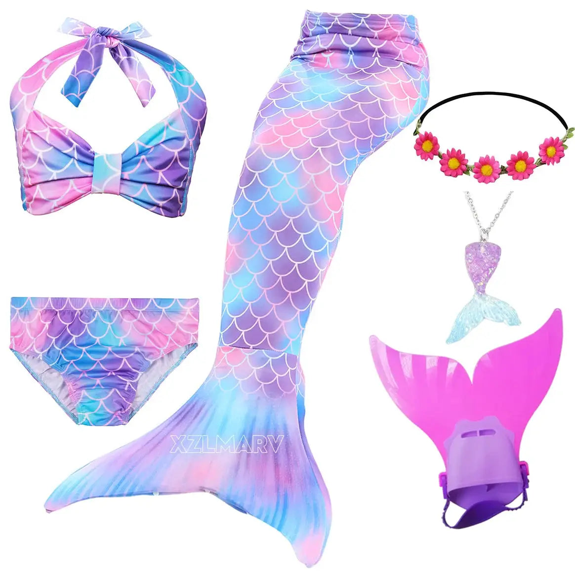 Mermaid Costume for Girl Mermaid Tail for Swimming Can Add Monofin Fin Girls Ariel Mermaid Costumes Cosplay Birthday Gift from PriceLows™
