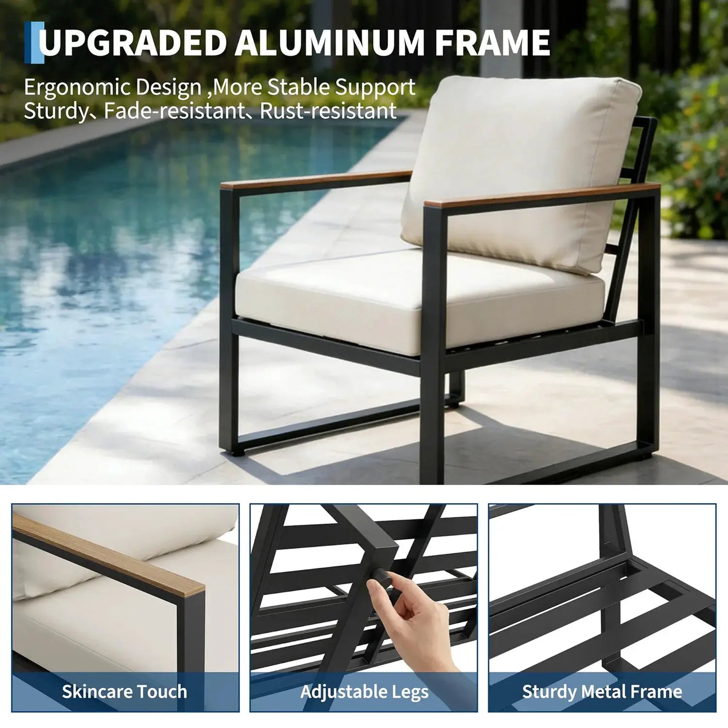 Modern 4-Piece Patio Furniture Set Outdoor Conversation Sectional Sofa With Coffee Table Thick Washable Cushions For Lawn Deck from PriceLows™