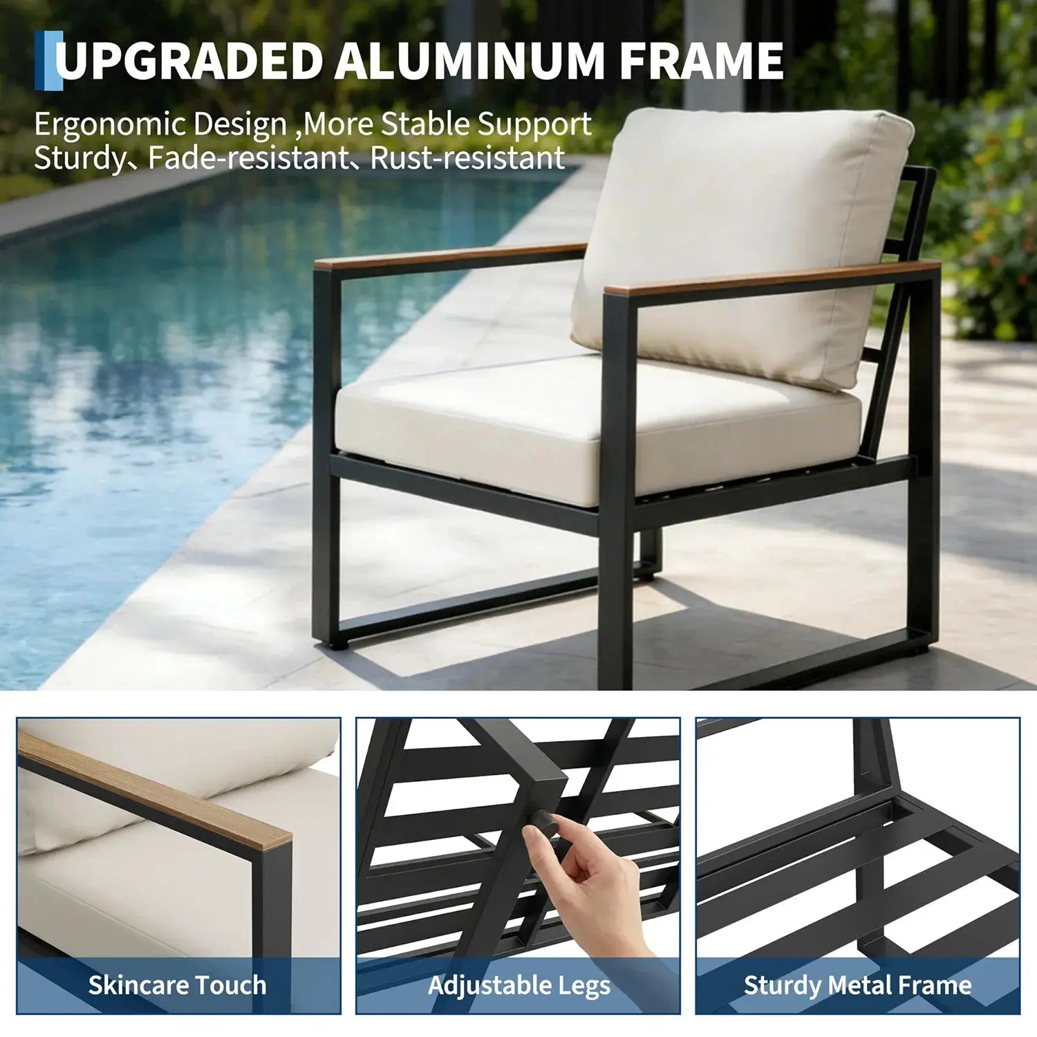 Modern 4-Piece Patio Furniture Set Outdoor Conversation Sectional Sofa With Coffee Table Thick Washable Cushions For Lawn Deck from PriceLows™