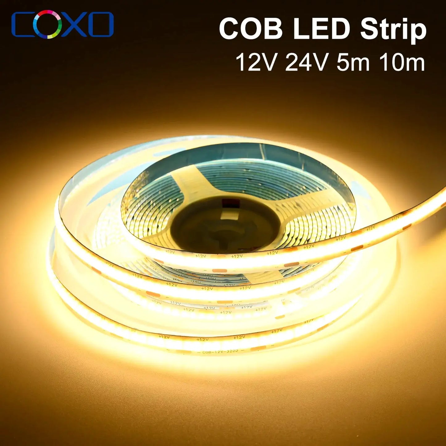 10m COB LED Strip Lights 320LEDs/m High Density Flexible LED Ribbon Tape 3000K 4000K 6500K Dimmable Linear LED Lighting 12V 24V from PriceLows™