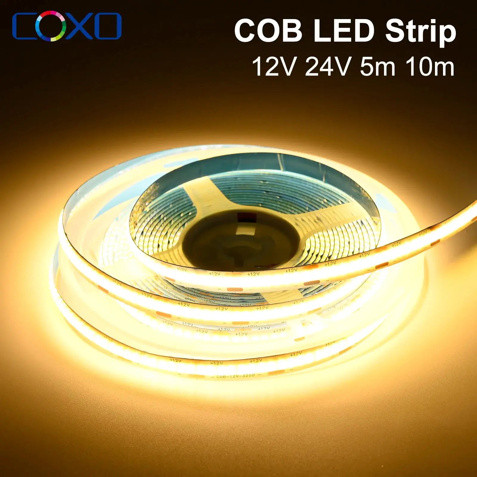 10m COB LED Strip Lights 320LEDs/m High Density Flexible LED Ribbon Tape 3000K 4000K 6500K Dimmable Linear LED Lighting 12V 24V from PriceLows™