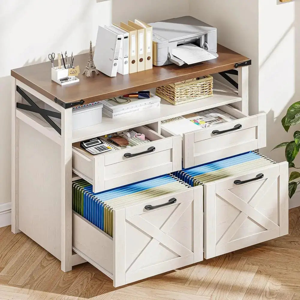 Open Storage Shelving Cabinet for A4 Documents, Home Office Organizer, Printer Stand - White from PriceLows™