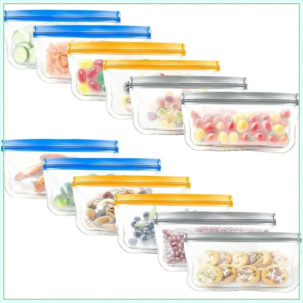 Reusable Silicone Freezer Bags | Leakproof | Dishwasher Safe | 12 Pack