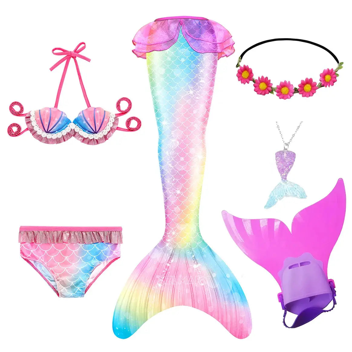 Mermaid Costume for Girl Mermaid Tail for Swimming Can Add Monofin Fin Girls Ariel Mermaid Costumes Cosplay Birthday Gift from PriceLows™