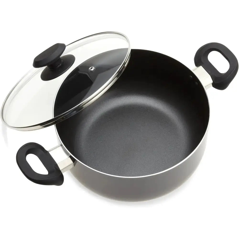Grey 8Pcs Elements Nonstick Cookware Set PFOA Free Tempered Glass Lid With Steam Vent Kitchen Pots Pans from PriceLows™