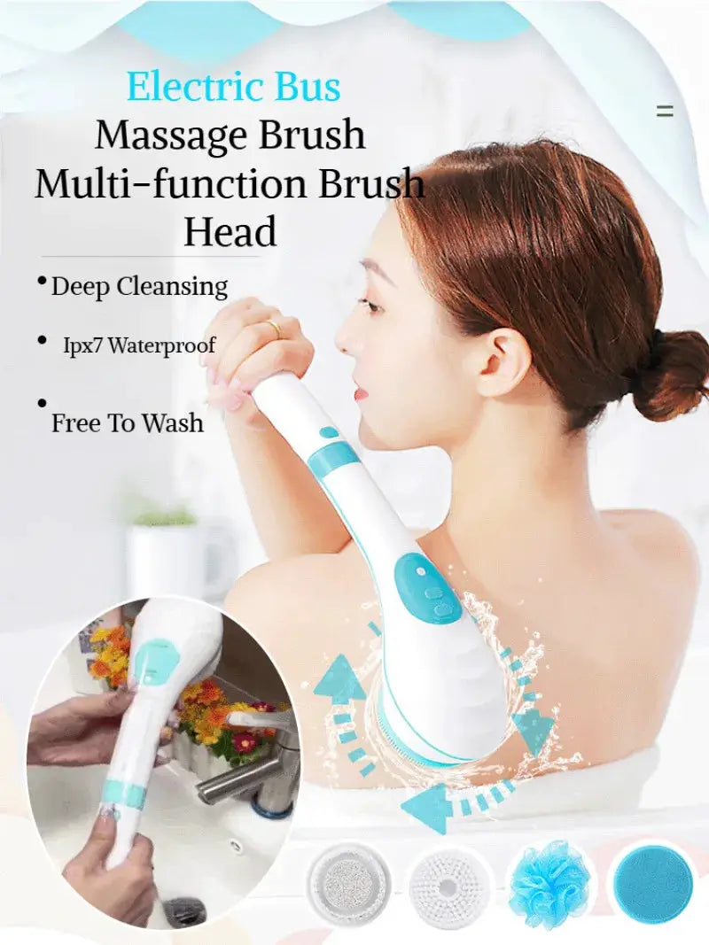 Electric Bath Brush | Five In One | Long Handle Waterproof | One Size