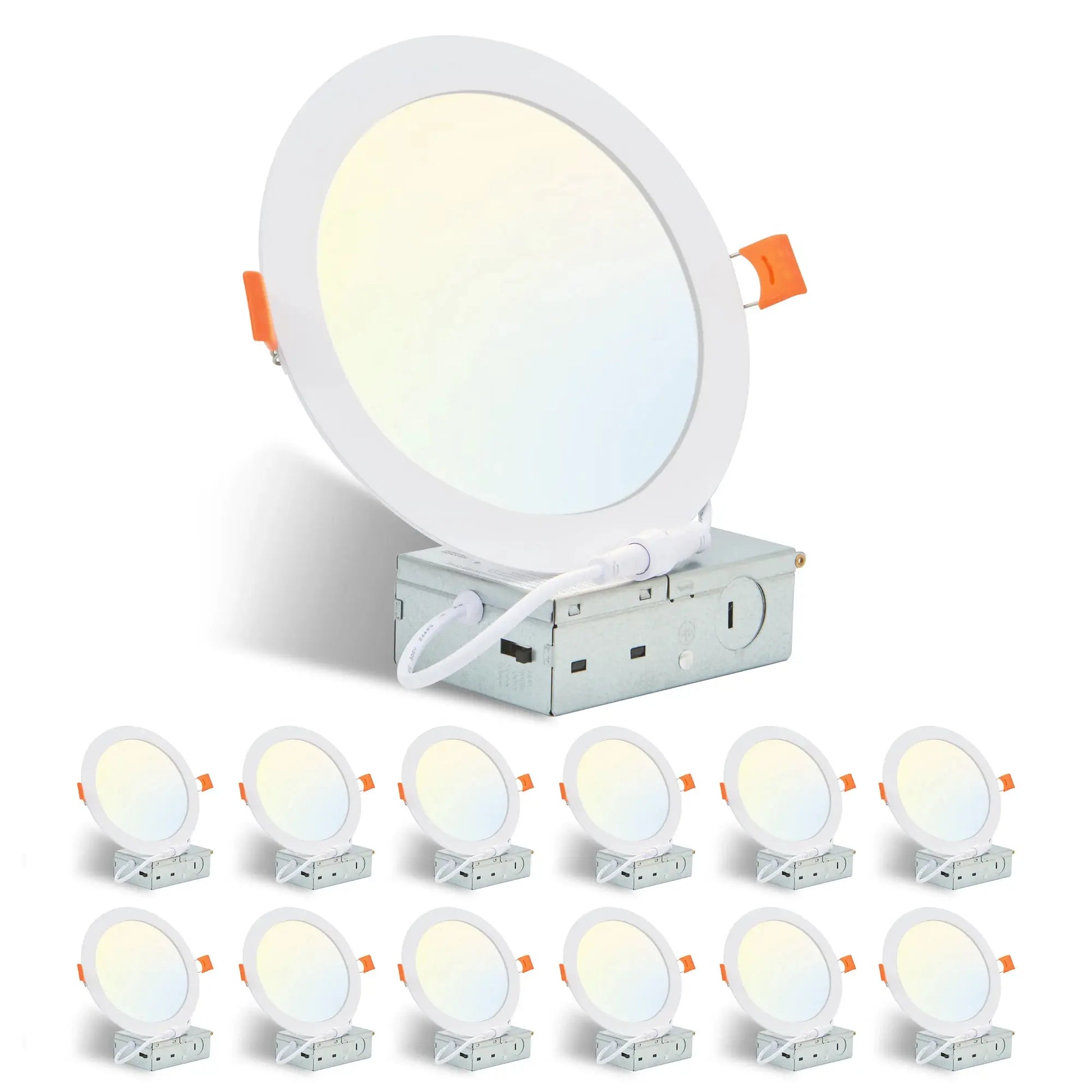 12-Pack LED Recessed Lights with Junction Box, Dimmable Downlights, 3000K-5000K Adjustable Color, Energy-Efficient Ceiling Light from PriceLows™