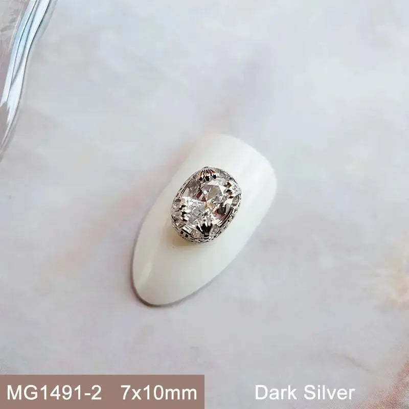 10pcs Pink Black Blue Oval Drop Round Zircon Bright Silver Nails Jewelry Decorations Nail Art Accessories Charms Parts Supplies from PriceLows™