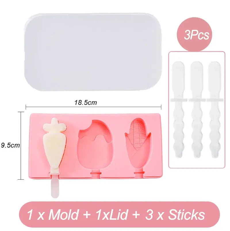 Silicone Ice Cream Mold Diy Cartoon Animal Fruit Popsicle Mould with Lid and Stick Ice Cube Maker Kitchen Tools Accessories from PriceLows™