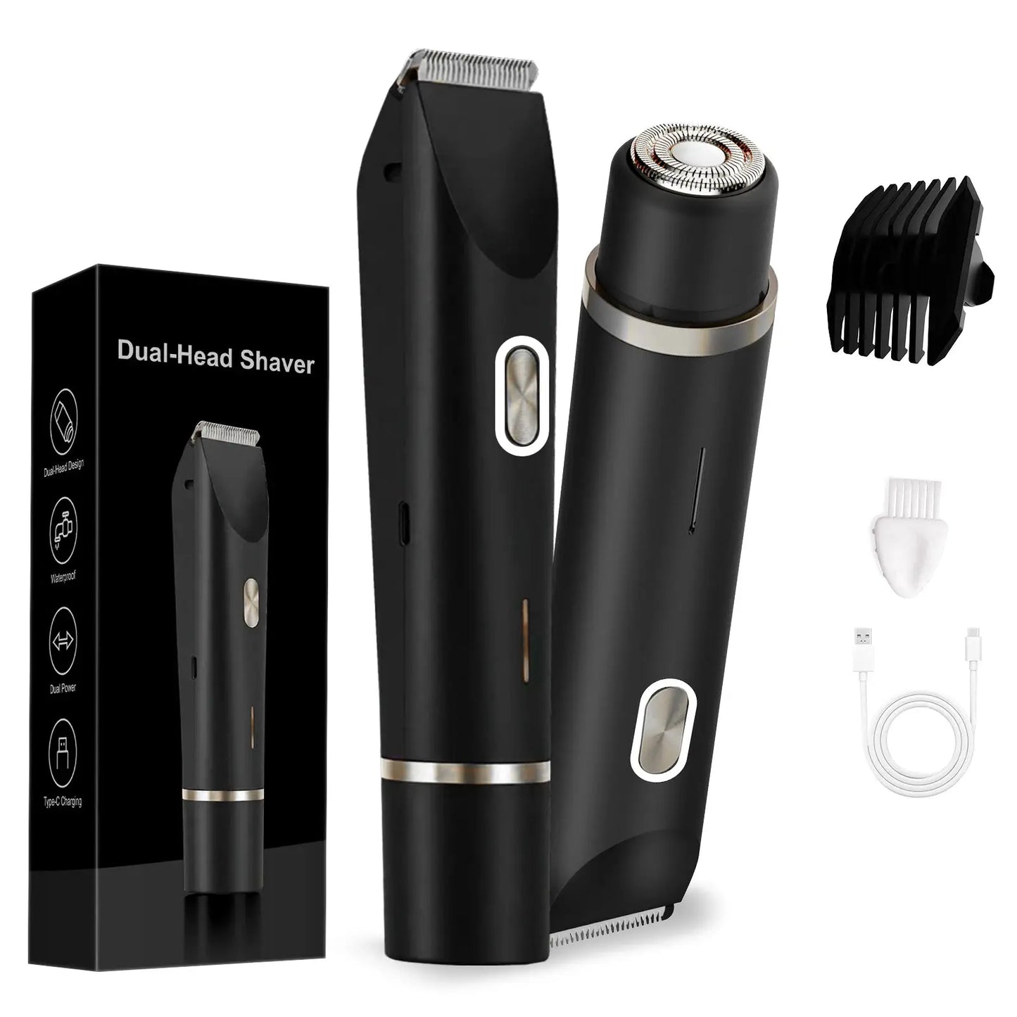 Dual Head Rechargeable Hair Clipper | Wet Dry Waterproof | Floating R Shaped Blades