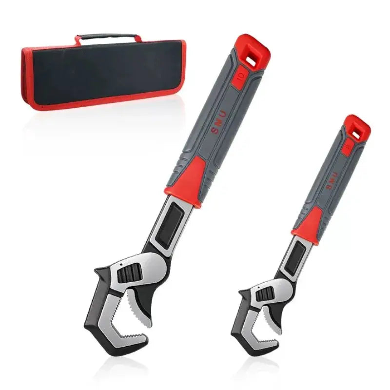 Adjustable Pipe Wrench Set Self-Tightening Jaw Multifunctional Spanner for Plumbing Automotive Home Repair with Storage Bag from PriceLows™