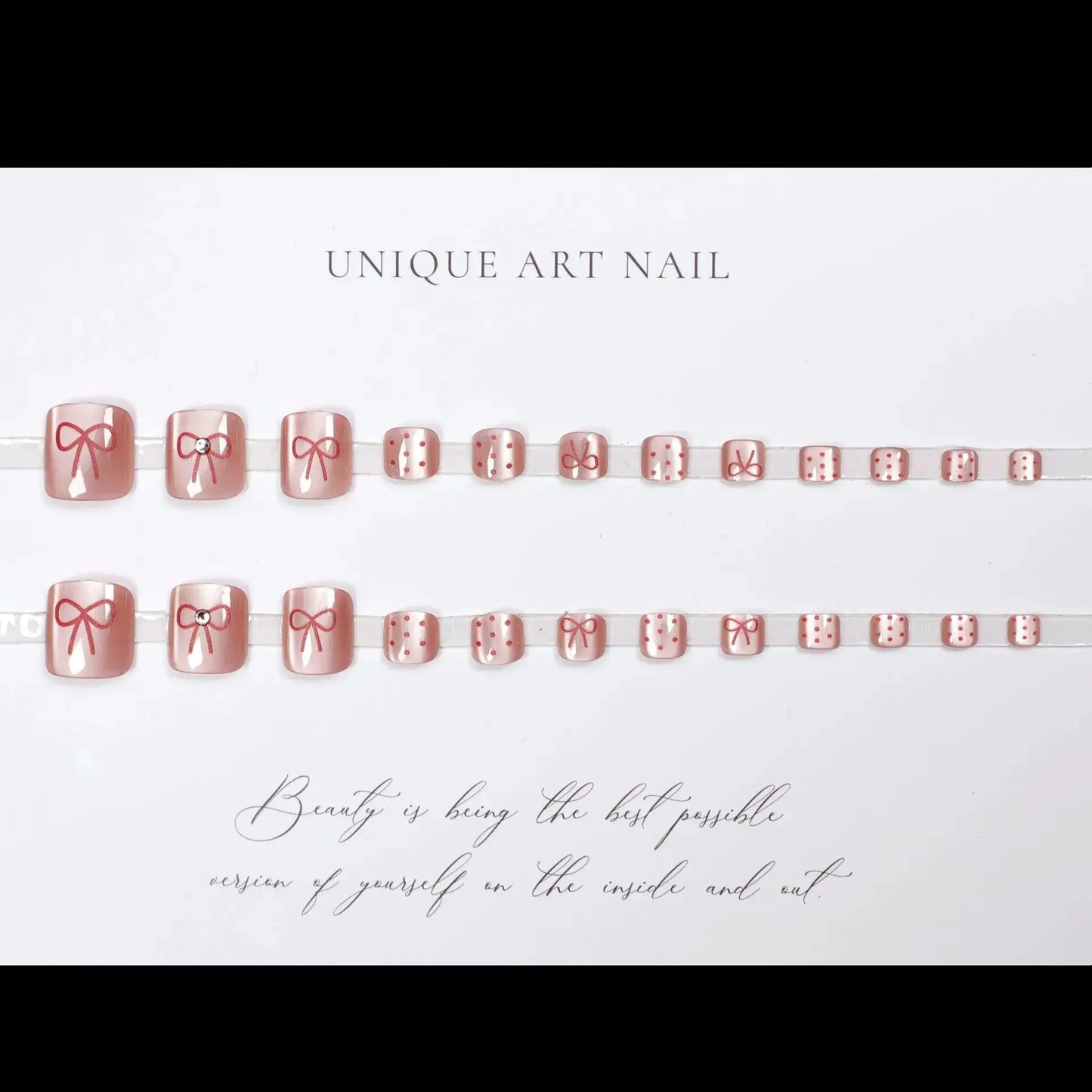 Press On Toenails | Light Pink Cat Eye | 24 Piece Set | All Sizes