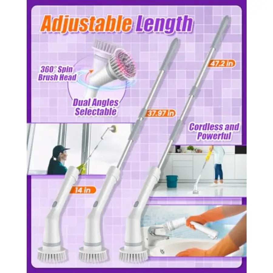Electric Spin Scrubber | Cordless | 2-Speed IPX | Six Brush Heads