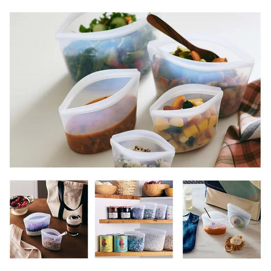 Silicone Food Storage Bags | Leakproof | Temp Resistant | 500ml 1000ml 1500ml