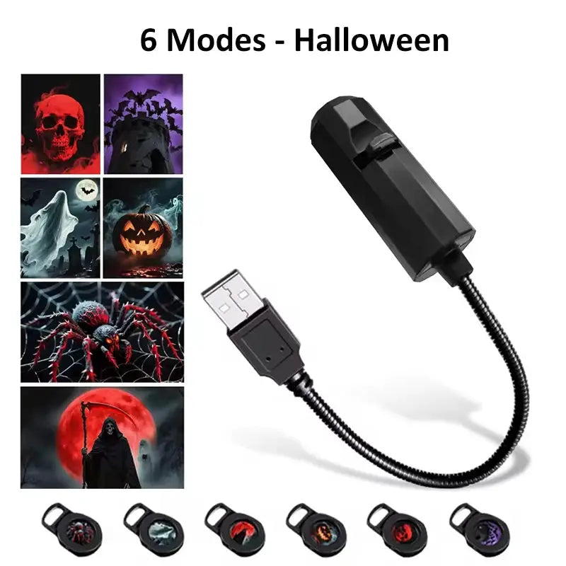 Night Light Projector | Rotatable Housing | USB Plug Powered | Switchable Discs