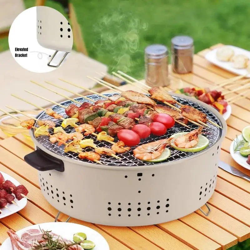 Portable Barbecue Grill Korean Charcoal Stove Stainless Steel Split BBQ Stove Round Non-stick Barbecue Rack For Outdoor Camping from PriceLows™