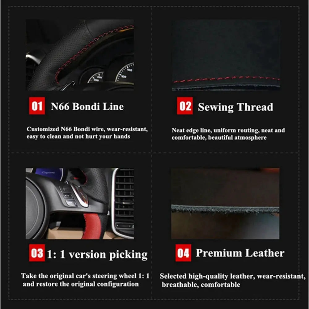 Customized Black Car Steering Wheel Braid Cover Hand Sewing Microfiber Leather For Seat Leon (Mk2) 2006-2008 Ibiza (6L) 2007 from PriceLows™