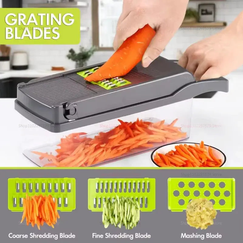 Vegetable Chopper | Stainless Steel Blades | 3 In 1 Grater Slicer | Portable