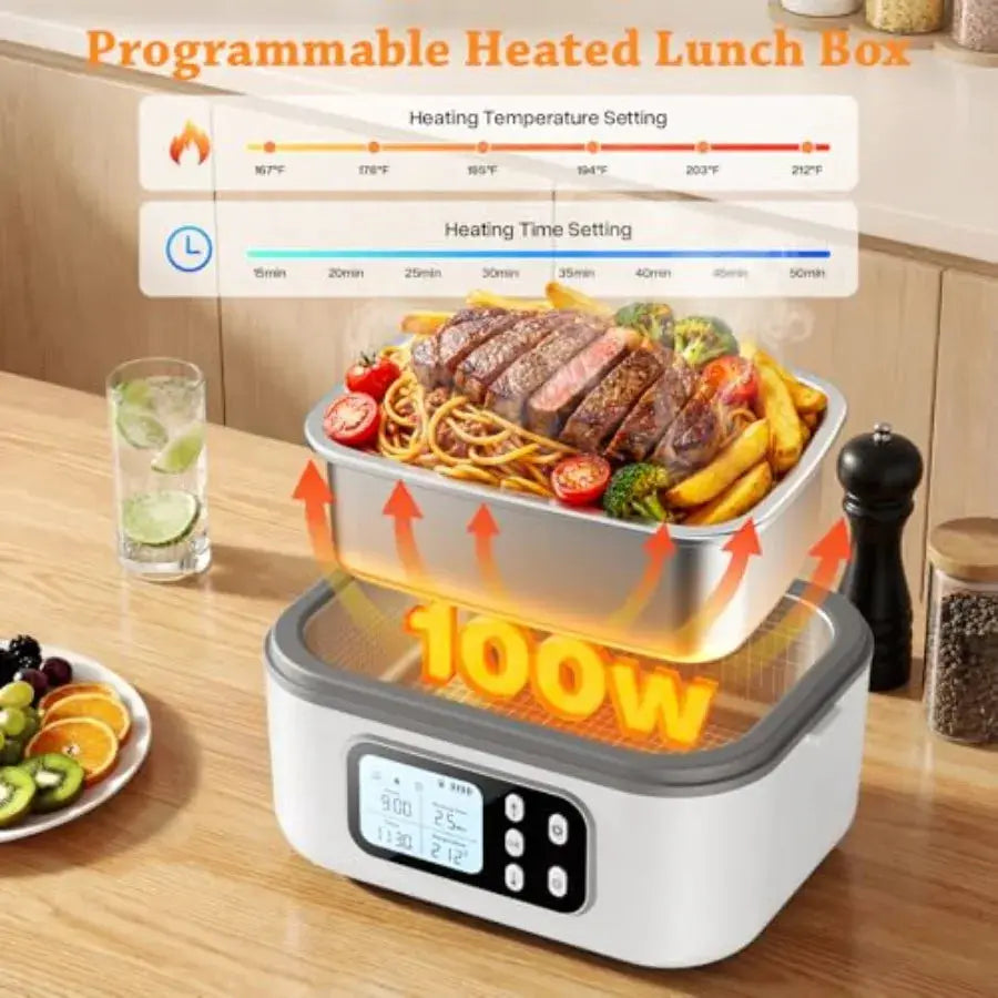 Cordless Heated Electric Lunch Box for Adults with Automatic Heating, 100W Portable Food Warmer Battery Powered with Scheduled from PriceLows™