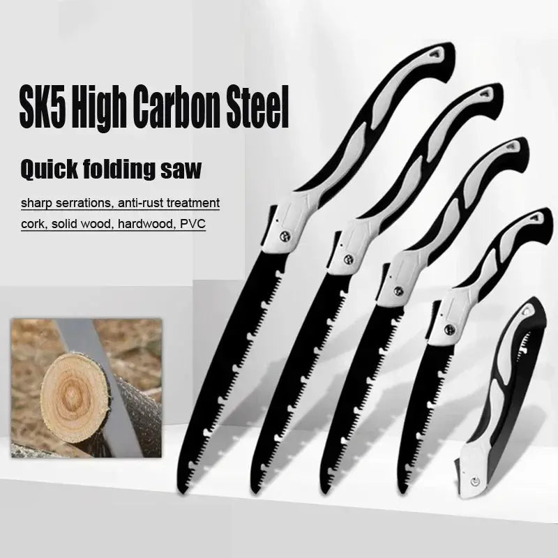 Folding Hand Saw | Stainless Steel Sk5 Blade | Pruning Log Garden Tool