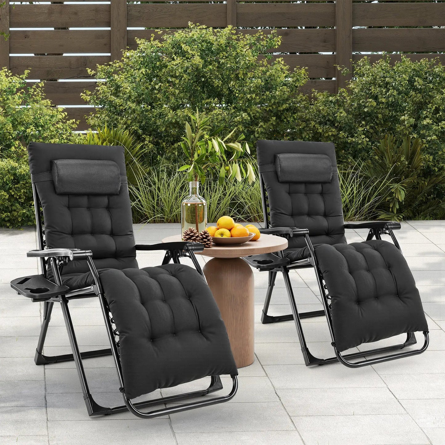 JHK Zero Gravity Recliner Camping Patio Lounge Chair Folding Portable with Cup Holder Trays Removable Cushion For Outdoor Garden from PriceLows™