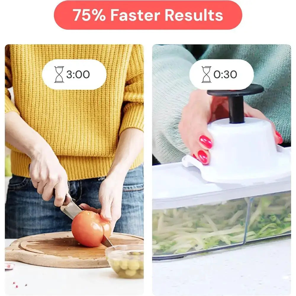 Mandoline Slicer | 6-in-1 Multi-Function | Chopping Container | White/Black