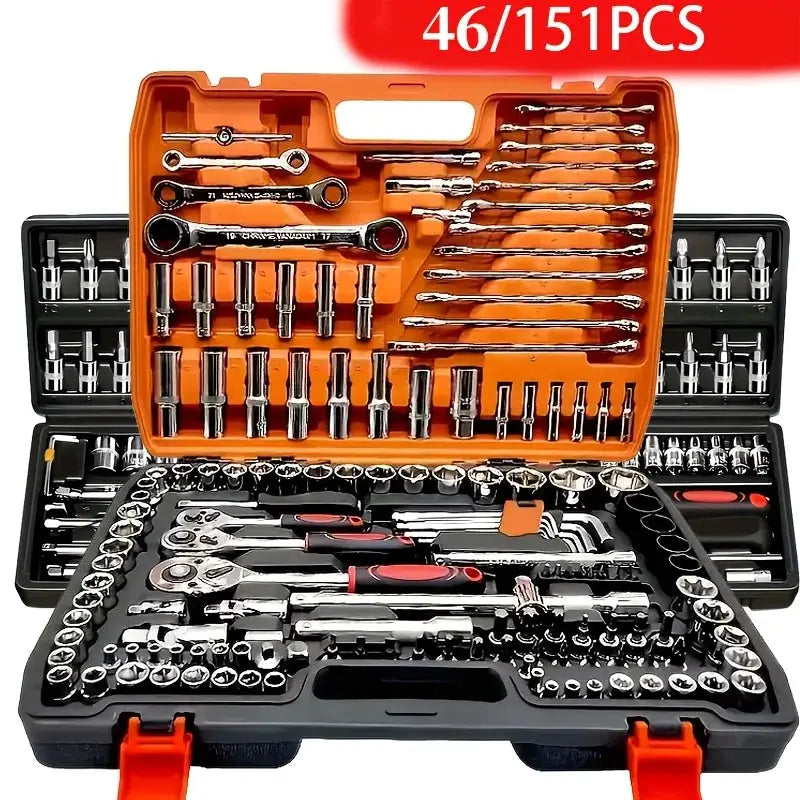 151/46-Piece Automotive Repair Tool Set — Ratchet Torque Wrench & Vehicle Emergency Tool Kit for motorcycle repair tools from PriceLows™