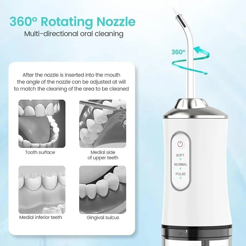 Water Flosser | IPX7 Waterproof | Ultrasonic Jet 3 Cleaning Modes | One Size
