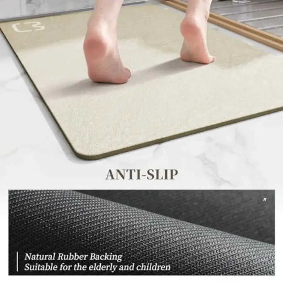 2 Pcs Bathroom Mat Rugs Set - Quick Dry Absorbent Diatomaceous Earth Bath Mat Non-Slip Bathroom Floor Mat with Rubber Backing, from PriceLows™