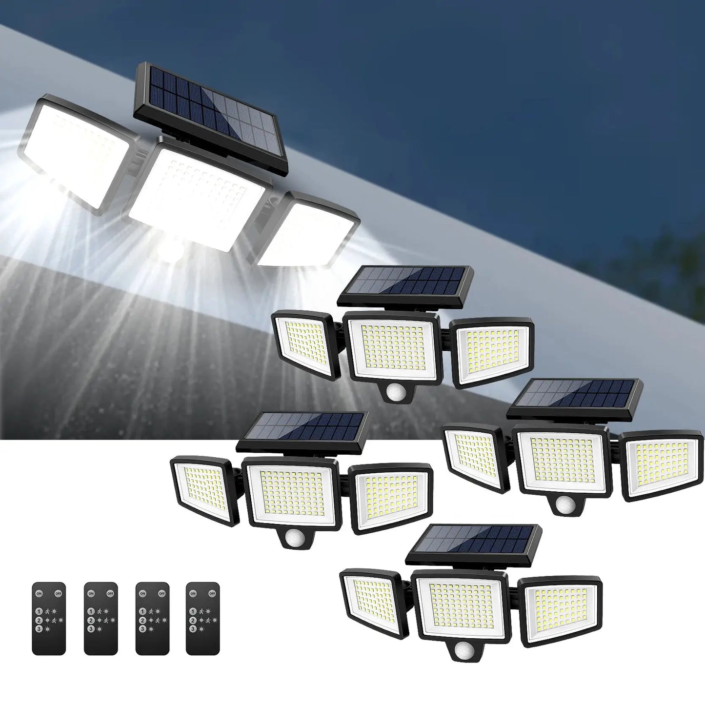 Outdoor Waterproof Solar Light with Motion Sensor 3-Head 200+ LEDs Security Light for Porches Garages Yard Entrances from PriceLows™