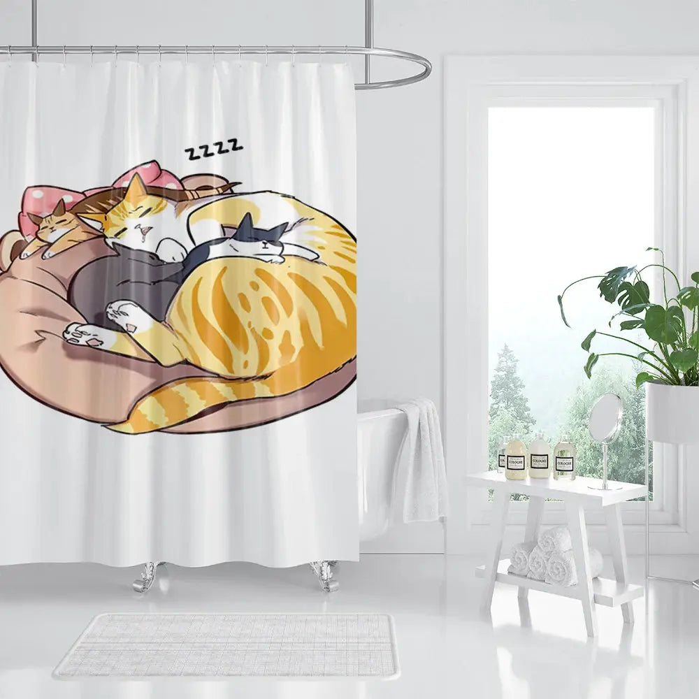 Animal Shower Curtain, Cartoon Cat Dog Bathtub Shower Cute Kids Boys Girls Bathroom Decorative Shower Curtains from PriceLows™