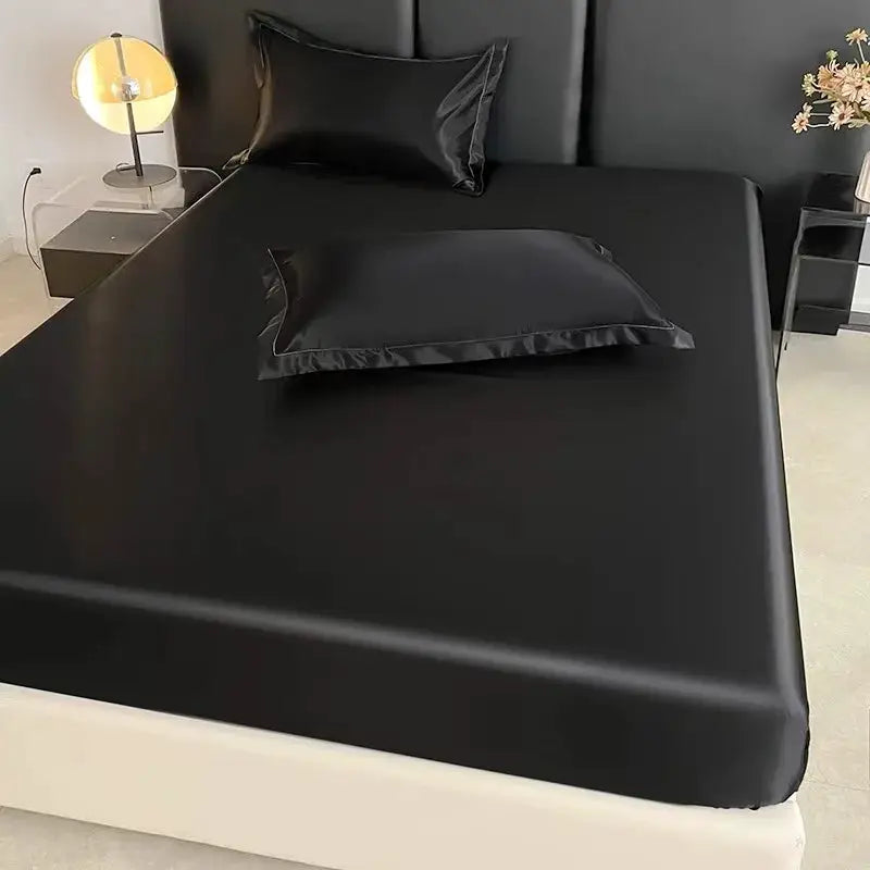 Fitted Sheet | Solid Satin | Elastic Fit | Queen King Twin Sets