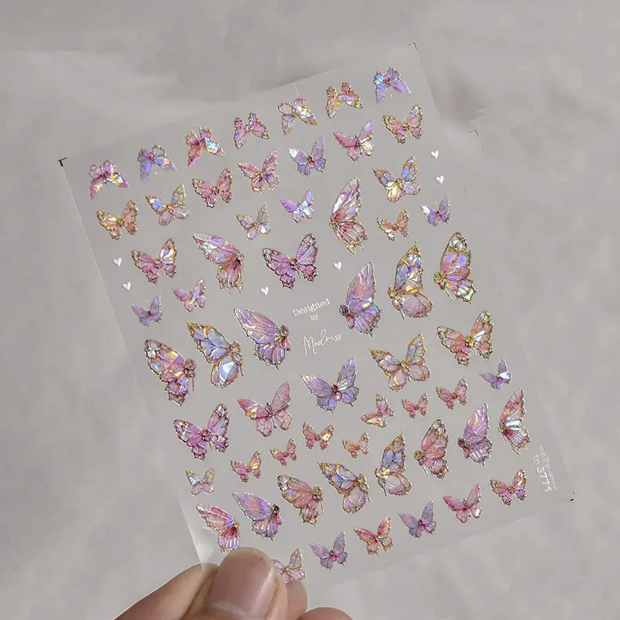 1Pcs 5D Embossed Aurora Butterfly Nail Art Stickers Self Adhesive Decals For Nails Decoration DIY 3D Acrylic Nail Supplies Parts from PriceLows™