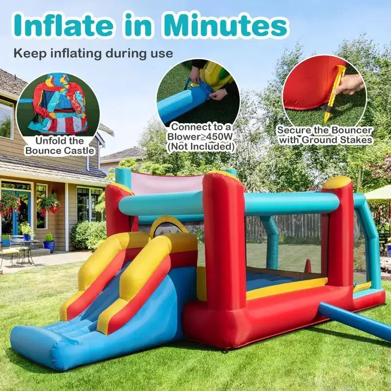 5-in-1 Ice Cream Inflatable Bounce House with Ball Pit and Slide without Blower from PriceLows™