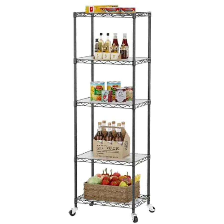 Shelf Closet Wire Shelving Adjustable Metal Unit for Laundry Room Organization Bathroom Kitchen Home Storage with Wheels Small from PriceLows™