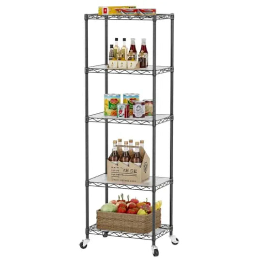 Shelf Closet Wire Shelving Adjustable Metal Unit for Laundry Room Organization Bathroom Kitchen Home Storage with Wheels Small from PriceLows™