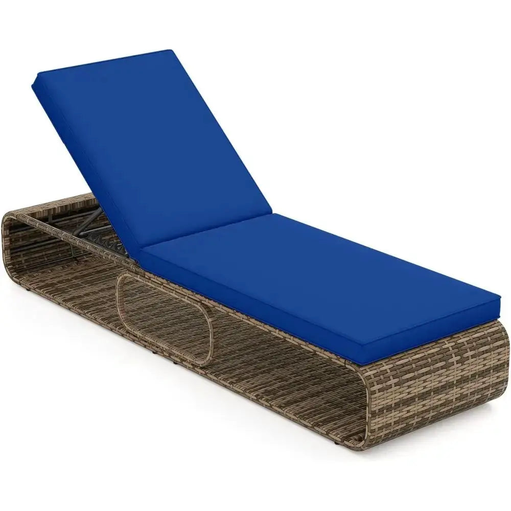 7-Position Reclining Patio Sun Lounger with Cushion, Adjustable Backrest, and Storage, Ideal for Poolside Relaxation (Navy) from PriceLows™