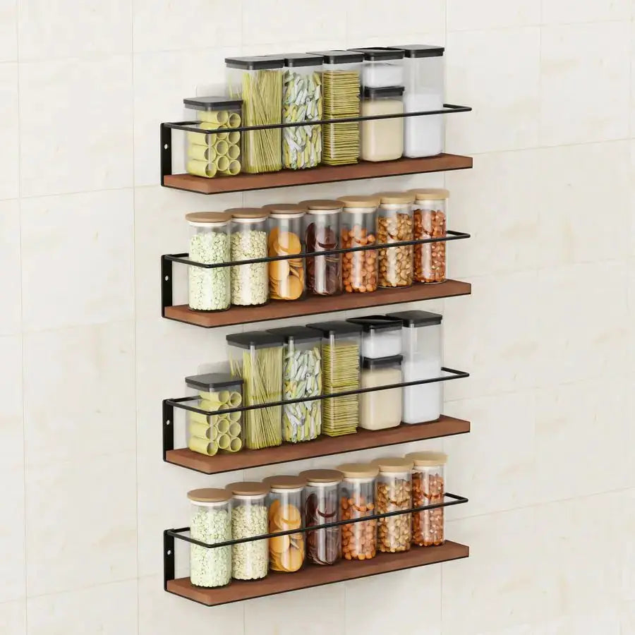 Rack SelfAdhesive or drilling, Rustic Style Hanging Spice Rack, Spice Organization for Cabinet Door or Wall Mount, Over The Stov from PriceLows™