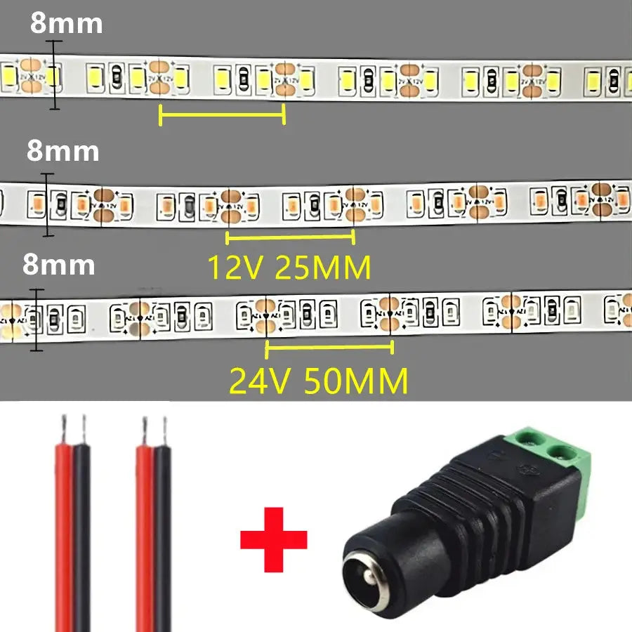 2835 LED Strip 120LEDs/m DC12V 24V Home Lamp Strip Decor Red Ice Blue Green Yellow Pink 2835 Flexible And Cuttable Soft Lamp Bar from PriceLows™