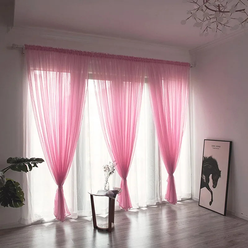 100x200cm 1PC Solid Color Sheer Curtain For Living Room Window String Curtains Bedroom Drape Panel Tulle Treatments from PriceLows™