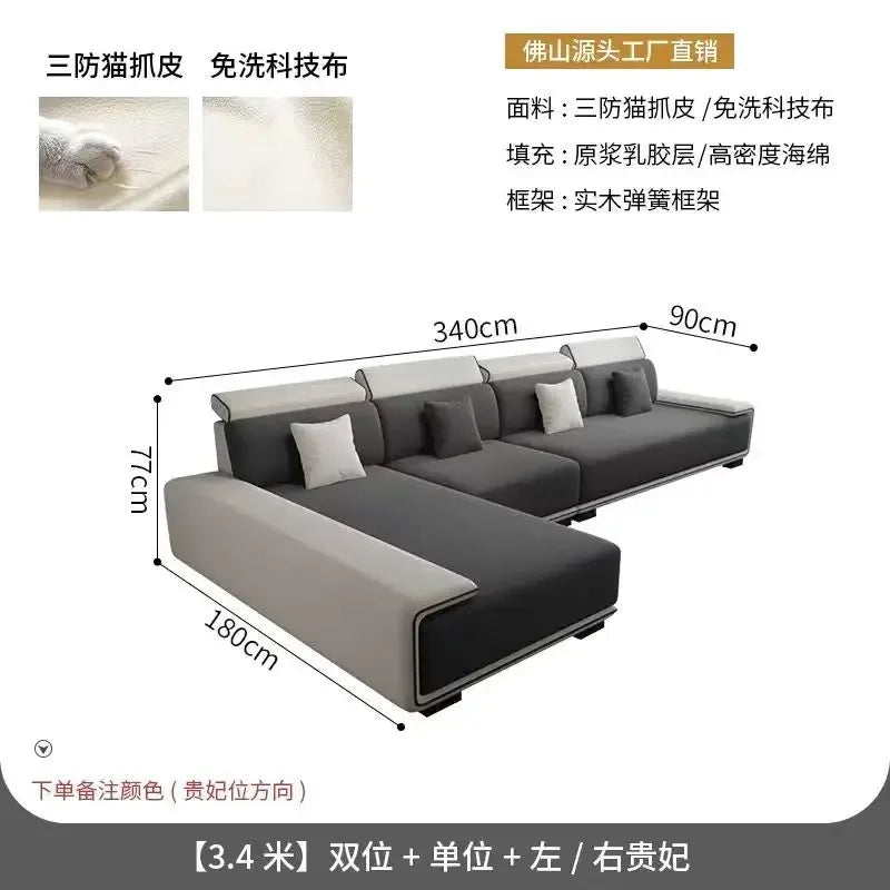 Sectional Sofa | Oversized Cushions | Gray | Curved