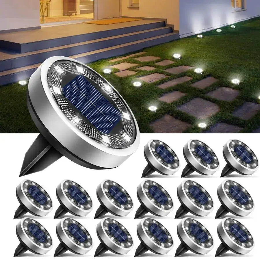 16 Pack Solar Lights Outdoor, 8 LED Solar Ground Lights IP65 Waterproof Flat Solar Disc Light, Pathway Lights for Garden Lawn Pa from PriceLows™