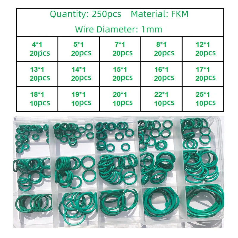 250-100Pcs FKM O Ring CS 1~3.1mm OD 4 ~ 32mm Sealing Gasket Insulation Oil High Temperature Resistance Fluorine Rubber O Ring from PriceLows™