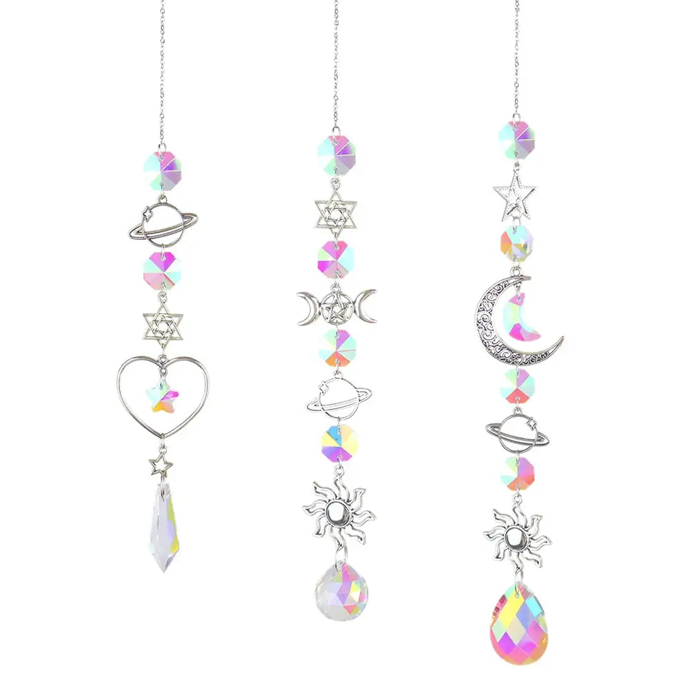 1pc Crystal Wind Chime Moon Sun Catcher Diamond Prisms Pendant Dream Catcher Rainbow Hanging Drop Home Garden Decor Windchime from PriceLows™