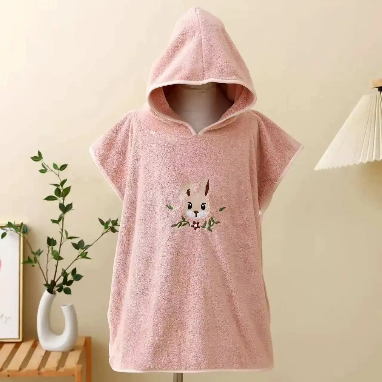 Hooded Baby Bath Towel | Coral Velvet | Cartoon Embroidery | Age 1-3 Years