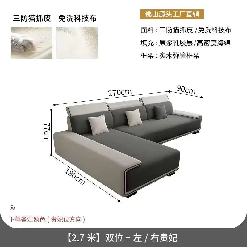 Sectional Sofa | Oversized Cushions | Gray | Curved