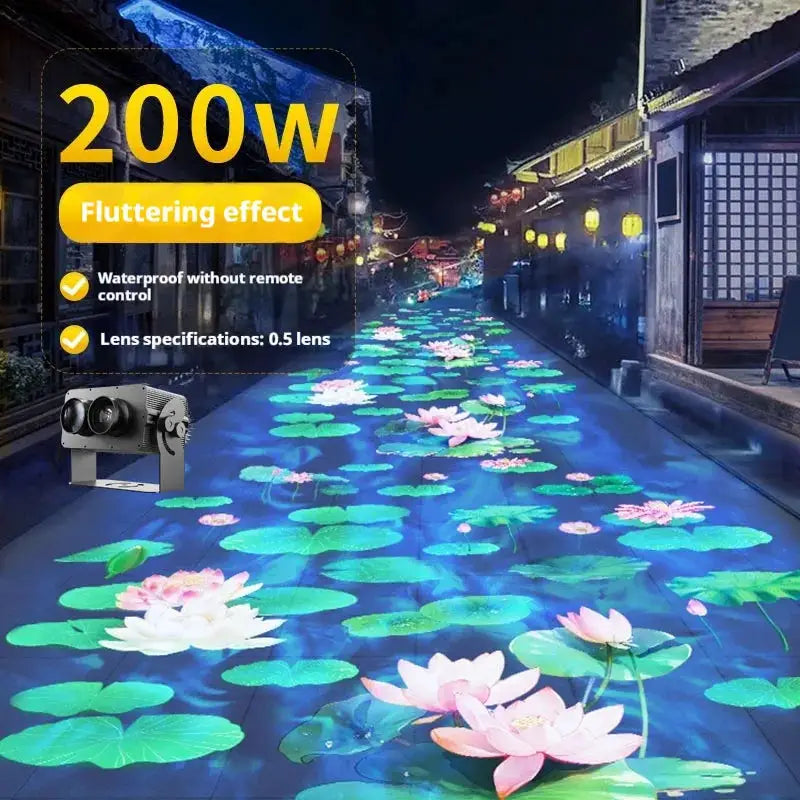 LED 3D Projection Lamp | Aluminum Housing | Water Ripple Pattern