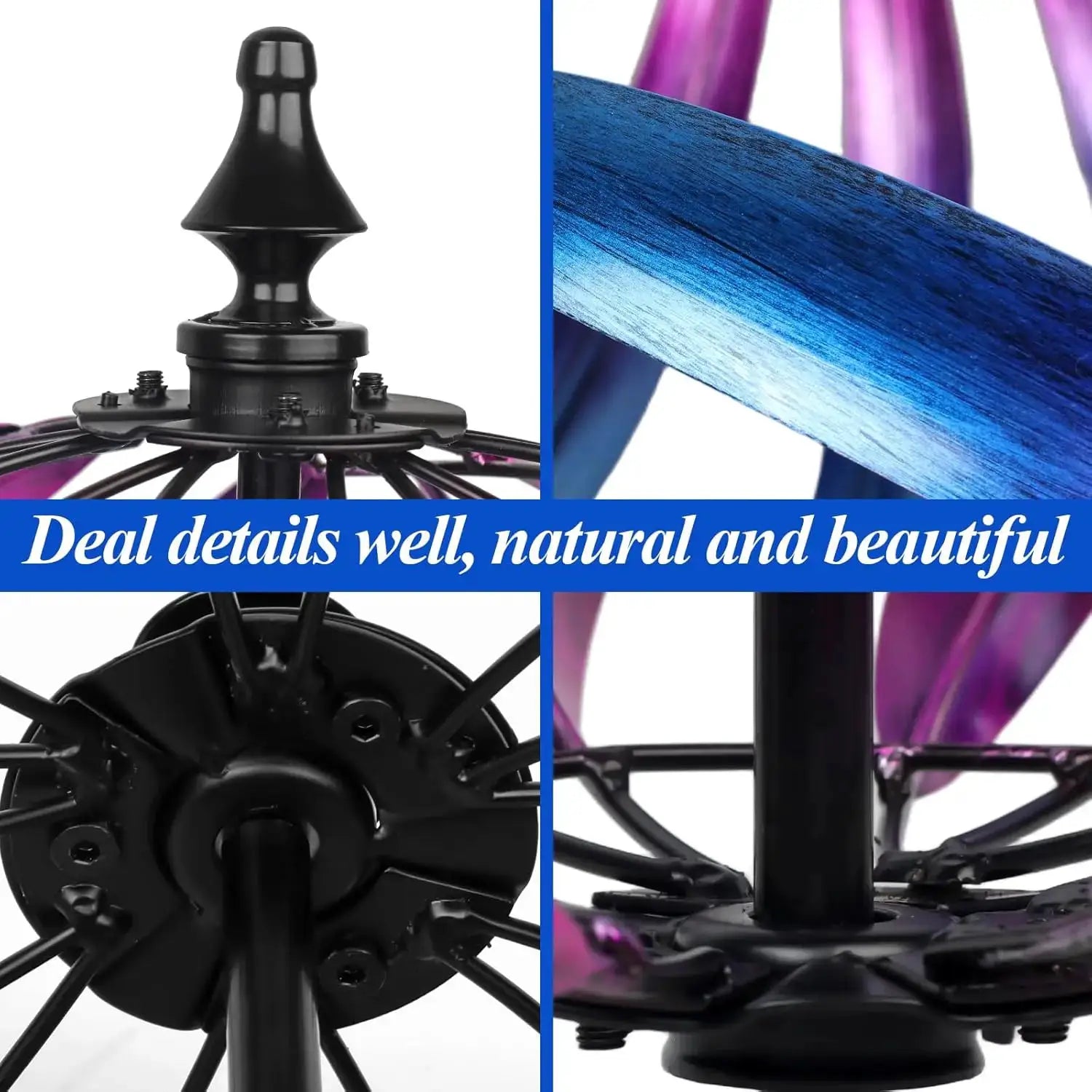 Kinetic Garden Wind Spinner, Double-Layer Metal Art, Blue and Purple Gradient, Outdoor Yard Decoration from PriceLows™